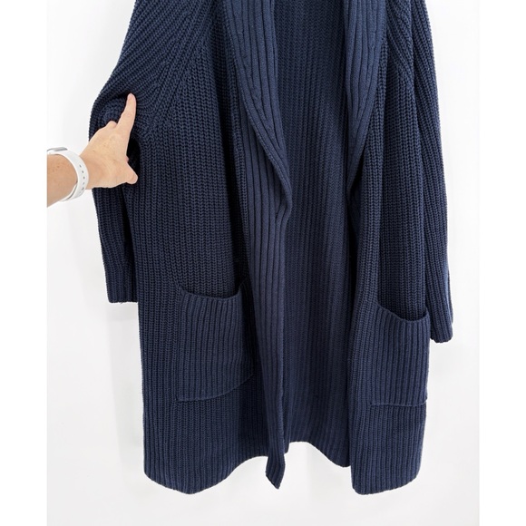 J.JILL | Rib-Textured Open-Front Knit Cardigan Sweater in Navy Blue | XL - Picture 5 of 12